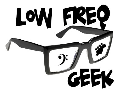 Low Freq Geek logo — black glasses with a bass clef and guitar headstock in the lenses